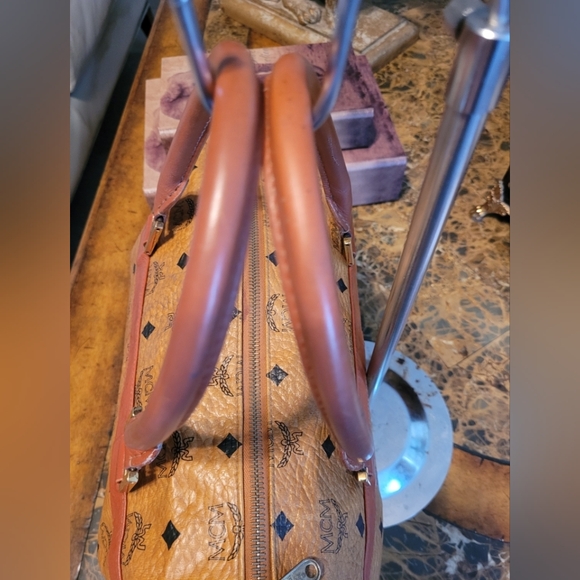 MCM Cognac and Chestnut Monogram Satchel - Picture 5 of 12